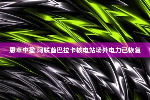 恩卓中盈 阿联酋巴拉卡核电站场外电力已恢复